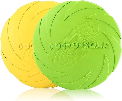 PETCUTE 2 Stück Hund Frisbees,Haustier Fliegenden Untertasse,Gummi Frisbee, Interaktive Outdoor-Spielzeug, Perfekt für Hund Werfen, Training, Spielen und Fangen,ø 20 cm von PETCUTE