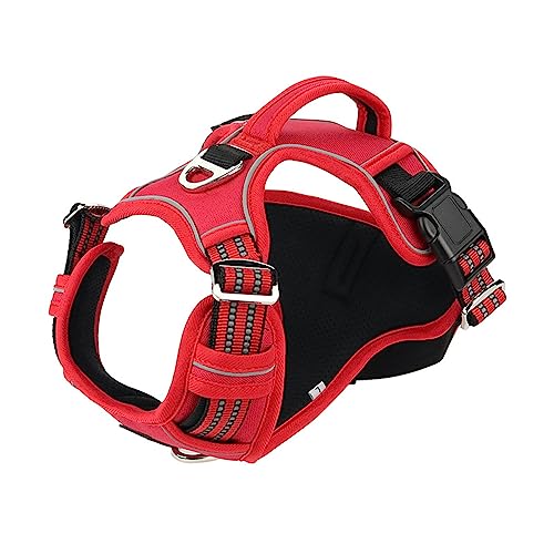 PETCUTE Hundegeschirr für Große Hunde,Verstellbares Atmungsaktives Hundegeschirr mit Gepolstert Griff,Hinterem/vorderem Clip,No-Pull Hundegeschirr,Reflektierend Brustgeschirr für Hunde,Rot,XL PETCUTE Hundegeschirr für Große Hunde,Verstellbares Atmungsaktives Hundegeschirr mit Gepolstert Griff,Hinterem/vorderem Clip,No-Pull Hundegeschirr,Reflektierend Brustgeschirr für Hunde,Rot,XL von PETCUTE