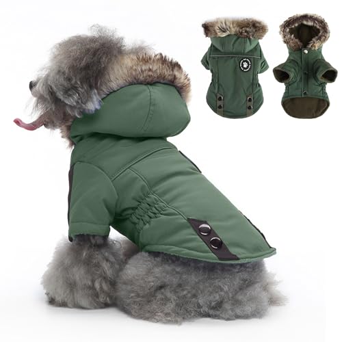 PETCUTE Hundejacke mit Geschirr, Wasserdichter Warmer Hund Wintermantel für Kleine Mittel große Hunde, Reflektierende Hundemantel Hundepullover mit Reißverschluss-Design,Zwei Taschen von PETCUTE