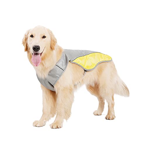 PETCUTE Hundekühlweste,Atmungsaktives Mesh Hundejacke Sommer,Cooler und Komfortabler Hundemantel mit Reflektierendem Streifen,Leinenloch,Verstellbar Hunde Kühlweste für Große Mittlere und Kleine Hunde von PETCUTE