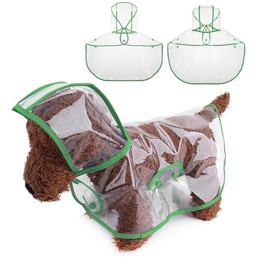 PETCUTE Hunderegenmantel,Wasserdichter Haustier-Regenmantel mit Kapuze,Transparent, PVC, Atmungsaktiv,Hunde Regenmantel mit Knopfverschluss,Geeignet für mittlere und große Hunde von PETCUTE