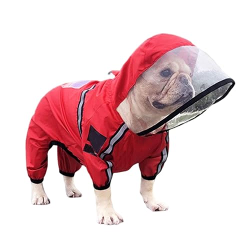 PETCUTE Hunderegenmantel,Wasserdichter Hund Regenmantel mit Kapuze,Wasserdicht Hund Regenjacke mit Reflektierendem Streifen,Ultraleichte Hund Regen Kleidung für Kleine Mittelgroße Hunde von PETCUTE