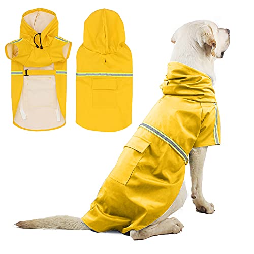 PETCUTE Hunderegenmantel,Winddicht Wasserdicht Hunde Regenmantel mit Reflektierenden Streifen, Verstellbarer Hunde Regenjacke mit Kapuze und Kragenloch für Kleine Mittelgroße und Große Hunde PETCUTE Hunderegenmantel,Winddicht Wasserdicht Hunde Regenmantel mit Reflektierenden Streifen, Verstellbarer Hunde Regenjacke mit Kapuze und Kragenloch für Kleine Mittelgroße und Große Hunde von PETCUTE