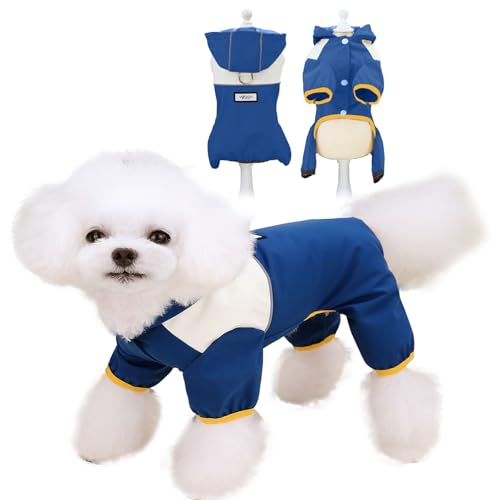 PETCUTE Hunderegenmantel Wasserdicht, Premium-Regenmantel Hund, Verstellbarer Hunde Regenjacke Mit Kapuze Und Kragenloch Für Kleine Mittelgroße Und Große Hunde (Pfau Blau, XL) von PETCUTE