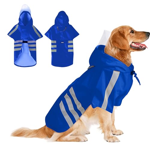 PETCUTE Hunderegenmantel mit Kapuze,Atmungsaktive 100% wasserdichte Haustier-Regenkleidung mit Reflektierende Streifen,Hund Regenmantel mit Kragenloch,für kleine, mittelgroße und große Hunde,XL PETCUTE Hunderegenmantel mit Kapuze,Atmungsaktive 100% wasserdichte Haustier-Regenkleidung mit Reflektierende Streifen,Hund Regenmantel mit Kragenloch,für kleine, mittelgroße und große Hunde,XL von PETCUTE