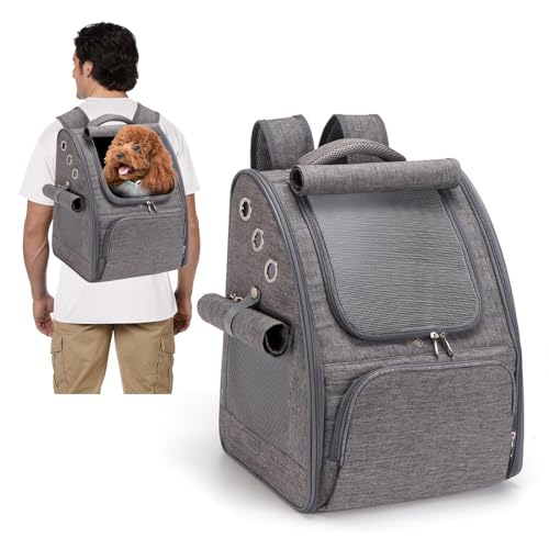 PETCUTE Hunderucksack Atmungsaktiv Katzenrucksack Hundetragetasche Faltbar Haustier Rucksäcke Wanderrucksack für Kleine Hunde und Katzen Grau PETCUTE Hunderucksack Atmungsaktiv Katzenrucksack Hundetragetasche Faltbar Haustier Rucksäcke Wanderrucksack für Kleine Hunde und Katzen Grau von PETCUTE