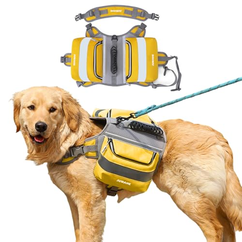 PETCUTE Hunderucksack Geschirr,Hundegeschirr mit Aufbewahrungstaschen,Hunderucksack für Mittlere/Große Hunde, Rucksack für Hunderücken mit Reflektierendem Streifen,für Camping Wandern PETCUTE Hunderucksack Geschirr,Hundegeschirr mit Aufbewahrungstaschen,Hunderucksack für Mittlere/Große Hunde, Rucksack für Hunderücken mit Reflektierendem Streifen,für Camping Wandern von PETCUTE