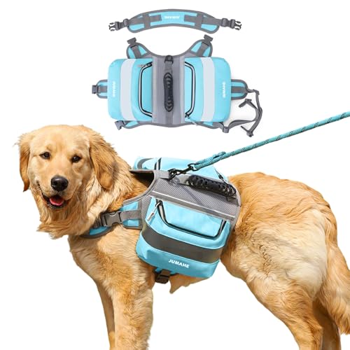 PETCUTE Hunderucksack Geschirr,Hundegeschirr mit Aufbewahrungstaschen,Hunderucksack für Mittlere/Große Hunde, Rucksack für Hunderücken mit Reflektierendem Streifen,für Camping Wandern PETCUTE Hunderucksack Geschirr,Hundegeschirr mit Aufbewahrungstaschen,Hunderucksack für Mittlere/Große Hunde, Rucksack für Hunderücken mit Reflektierendem Streifen,für Camping Wandern von PETCUTE