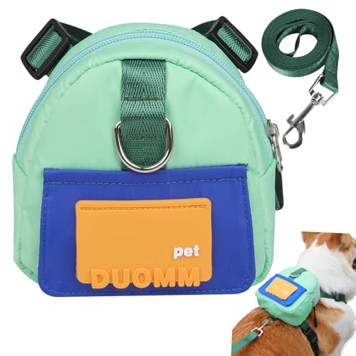PETCUTE Hunderucksack Geschirr für Hunde,Hunderucksack mit Leine,Haustiergeschirr mit Kotbeutelspender,Hunde-Satteltasche,Verstellbare Welpengeschirr-Rucksack für Wandertraining und tägliches Gehen von PETCUTE