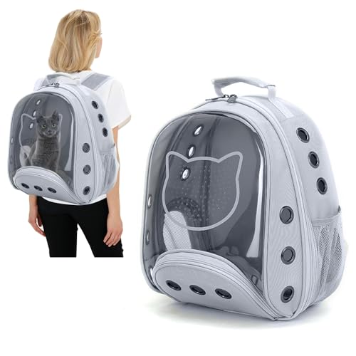 PETCUTE Katzenrucksack für Katzen und Kleine Hunde,Atmungsaktive Hunderucksack mit Abnehmbarer Matte,Katzen Rucksack bis 6kg,Faltbare Haustier Rucksack mit Transparentes Fenster,für Reisen Hellgrau PETCUTE Katzenrucksack für Katzen und Kleine Hunde,Atmungsaktive Hunderucksack mit Abnehmbarer Matte,Katzen Rucksack bis 6kg,Faltbare Haustier Rucksack mit Transparentes Fenster,für Reisen Hellgrau von PETCUTE