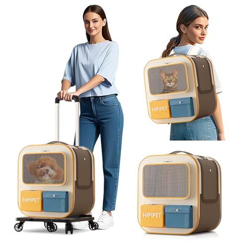 PETCUTE Hunderucksack Katzenrucksack mit Trolley,3 in 1 Katzenrucksack Große Katzen mit Herausnehmbarer Matte,Sicherheitsgurt,Faltbar Transportbox für Kleine Hunde und Katzen,Bis 12.5 kg,Blau PETCUTE Hunderucksack Katzenrucksack mit Trolley,3 in 1 Katzenrucksack Große Katzen mit Herausnehmbarer Matte,Sicherheitsgurt,Faltbar Transportbox für Kleine Hunde und Katzen,Bis 12.5 kg,Blau von PETCUTE