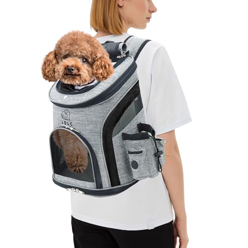 PETCUTE Hunderucksack Kleine Hunde,Atmungsaktiv Hundetragetasche mit Internem Sicherheitsgurt,Verstellbar Haustier Rucksack,Seitentaschen,für Katzen Wandern Outdoor Radfahren von PETCUTE