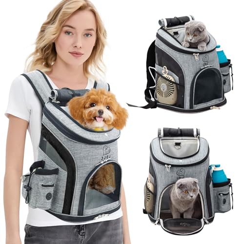 PETCUTE Hunderucksack Kleine Hunde,Atmungsaktiv Hundetragetasche mit Internem Sicherheitsgurt,Verstellbar Haustier Rucksack,Seitentaschen,für Katzen Wandern Outdoor Radfahren von PETCUTE