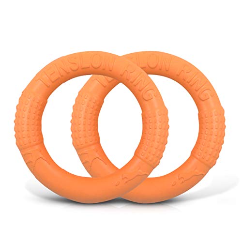 PETCUTE Hundespielzeug - Unzerstörbarer Kauspielzeug Gummiring - Hund Frisbee Beissring - Hunde Fliegen Ring Frisbee - 2 Stücke - Für mittelgroße und große Hunde von PETCUTE