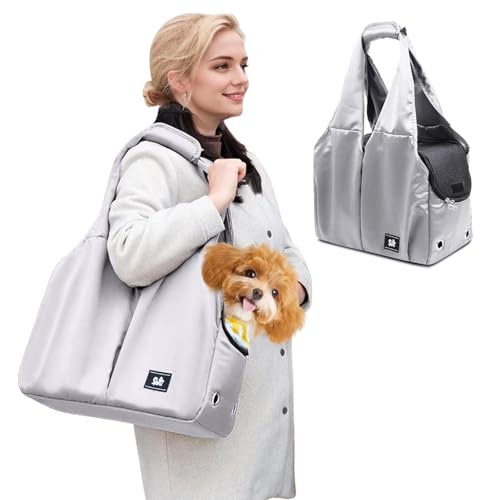 PETCUTE Hundetasche,Atmungsaktiv Katzentasche mit Stabile Matte,Haustiertragetasche Schultertasche mit Sicherheitsleine und Taschen,Haustiertasche für kleinen und mittleren Hund, Welpen, Katze von PETCUTE