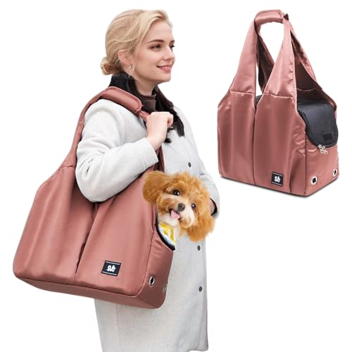 PETCUTE Hundetasche,Atmungsaktiv Katzentasche mit Stabile Matte,Haustiertragetasche Schultertasche mit Sicherheitsleine und Taschen,Haustiertasche für kleinen und mittleren Hund, Welpen, Katze von PETCUTE