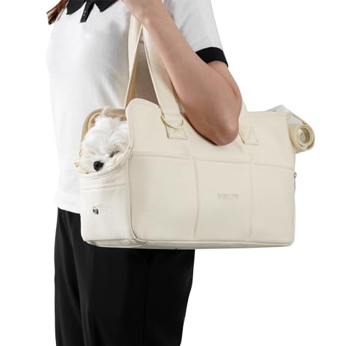 PETCUTE Hundetasche,Atmungsaktive Hundetragetasche mit Seitentaschen und Taschen,Tragetasche für Kleine Mittlere Hund Katze mit Herausnehmbarer Matte, für Einkaufen Reisen,Airline Genehmigt von PETCUTE