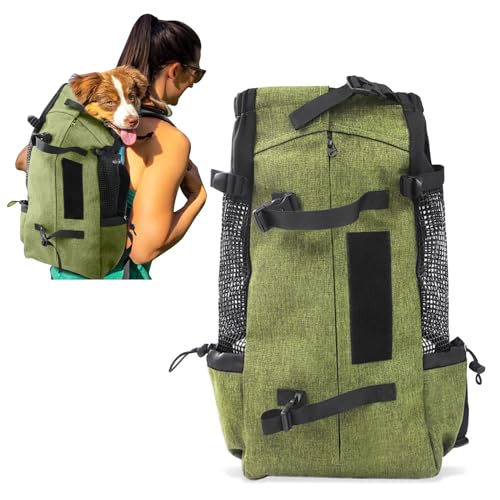 PETCUTE Hundetasche Hundetransporttasche Tragetasche für Hunde Katzen Wanderrucksack Seite Atmungsaktives Netz Rucksack für Kleine Mittel Hunde Katzen bis zu 5 kg Gras-Grün von PETCUTE