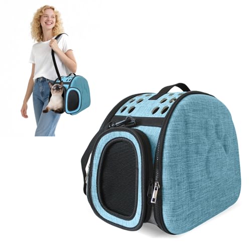 Hundetasche Katzentragetasche Haustiertragetasche Transporttasche Reisen Transportbox für Welpen Hunde Katze Kleine Tiere Atmungsaktiv Faltbar mit Schultergurt weiche Seitenteile von PETCUTE