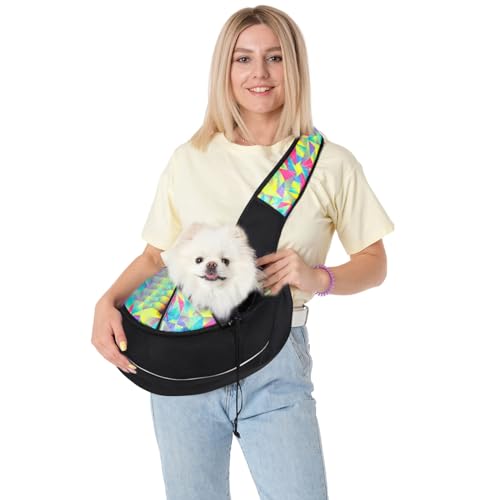 PETCUTE Hundetragetasche,Atmungsaktives Mesh Hundetasche mit Verstellbarer Schultergurt,Taschen,Tragbar Reflektierend Haustier Umhängetasche Transporttasche für Haustiere für Outdoor Reisen von PETCUTE