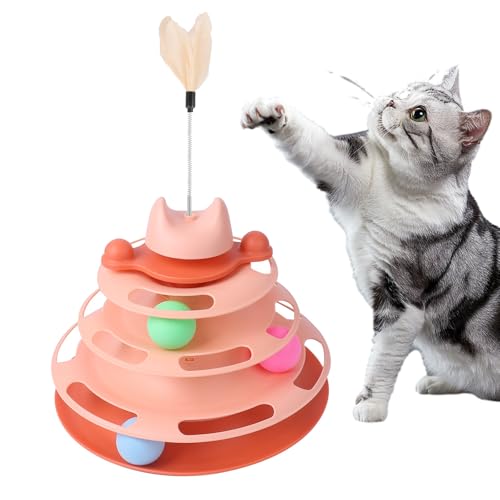PETCUTE Interaktives Katzenspielzeug,Katzenspielzeug für Indoor Katzen mit 3 Bällen,Katzen Teaser Spielzeug mit Feder Katzenspielzeug,Waschbar,Katzen Spielturm Spielzeug mit Rutschfestem Boden PETCUTE Interaktives Katzenspielzeug,Katzenspielzeug für Indoor Katzen mit 3 Bällen,Katzen Teaser Spielzeug mit Feder Katzenspielzeug,Waschbar,Katzen Spielturm Spielzeug mit Rutschfestem Boden von PETCUTE