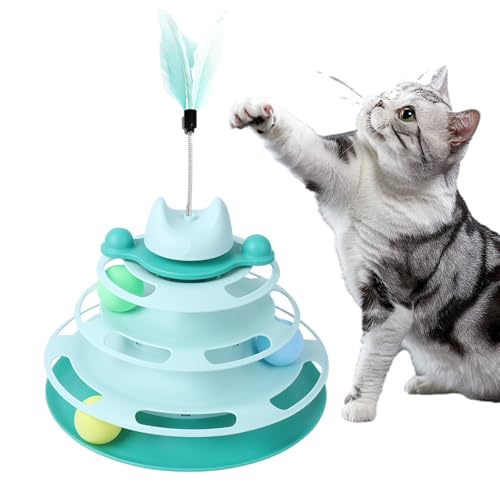 PETCUTE Interaktives Katzenspielzeug,Katzenspielzeug für Indoor Katzen mit 3 Bällen,Waschbar,Katzen Spielturm Spielzeug mit Rutschfestem Boden PETCUTE Interaktives Katzenspielzeug,Katzenspielzeug für Indoor Katzen mit 3 Bällen,Waschbar,Katzen Spielturm Spielzeug mit Rutschfestem Boden von PETCUTE