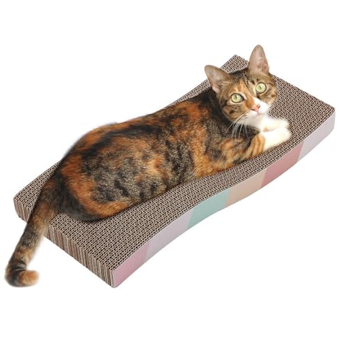 PETCUTE Katze Kratzbrett,3 in 1 Kratzpappe für Katzen mit Premium-Kratztextur,Kratzbrett Katze zur Krallenpflege,Katzen Kratzmatte Kratzpappe für Schlafen/Spielen/Kratzen von PETCUTE