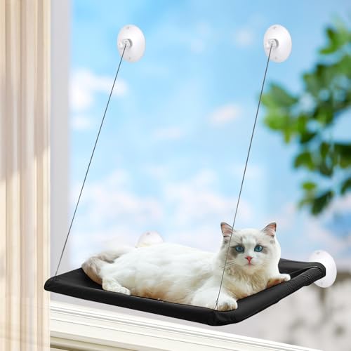 PETCUTE Katzen Fensterliege für Katzen bis zu 15 kg,Waschbarer, Atmungsaktiver Stoff Oxford,Verstärkte Katzen Hängematte,Katzenfensterstange mit 4 Starken Saugnäpfen,für Glatte Oberflächen PETCUTE Katzen Fensterliege für Katzen bis zu 15 kg,Waschbarer, Atmungsaktiver Stoff Oxford,Verstärkte Katzen Hängematte,Katzenfensterstange mit 4 Starken Saugnäpfen,für Glatte Oberflächen von PETCUTE