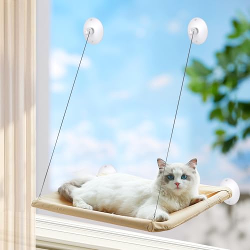 PETCUTE Katzen Fensterliege für Katzen bis zu 15 kg,Waschbarer, Atmungsaktiver Stoff Oxford,Verstärkte Katzen Hängematte,Katzenfensterstange mit 4 Starken Saugnäpfen,für Glatte Oberflächen PETCUTE Katzen Fensterliege für Katzen bis zu 15 kg,Waschbarer, Atmungsaktiver Stoff Oxford,Verstärkte Katzen Hängematte,Katzenfensterstange mit 4 Starken Saugnäpfen,für Glatte Oberflächen von PETCUTE