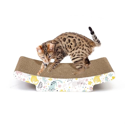 PETCUTE Katzen Kratzbrett,Katzen Kratzpappe mit Premium-Kratztextur, 100% Recycelbar,Langlebige Katzen Kratzmatte Umkehrbar,Gekrümmt Geformt,Kratzbrett aus Wellpappe für Schlafen/Spielen/Kratzen PETCUTE Katzen Kratzbrett,Katzen Kratzpappe mit Premium-Kratztextur, 100% Recycelbar,Langlebige Katzen Kratzmatte Umkehrbar,Gekrümmt Geformt,Kratzbrett aus Wellpappe für Schlafen/Spielen/Kratzen von PETCUTE