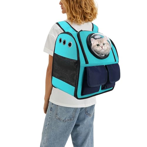 PETCUTE Katzen Rucksack Raumkapsel,Oxford-Tuch Hunderucksack für Kleine Katze,Atmungsaktiv Haustier Rucksack mit Herausnehmbarer Matte, Faltbar Hundetasche Transporttasche für Katzen Kleine Hunde von PETCUTE