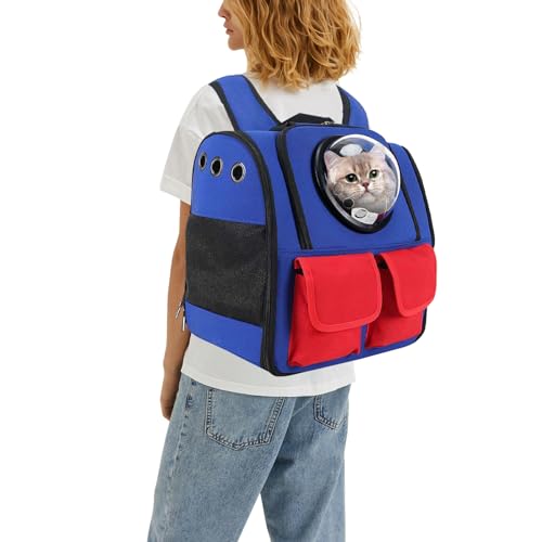 PETCUTE Katzen Rucksack Raumkapsel,Oxford-Tuch Hunderucksack für Kleine Katze,Atmungsaktiv Haustier Rucksack mit Herausnehmbarer Matte, Faltbar Hundetasche Transporttasche für Katzen Kleine Hunde von PETCUTE