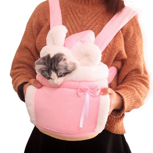 PETCUTE Katzen Tragetasche, Atmungsaktive Haustier-Rucksack mit 2 Taschen, Weicher und Warmer Haustier-Tragetasche für Katzen und Hunde, Waschbarer Rucksack vorn von PETCUTE