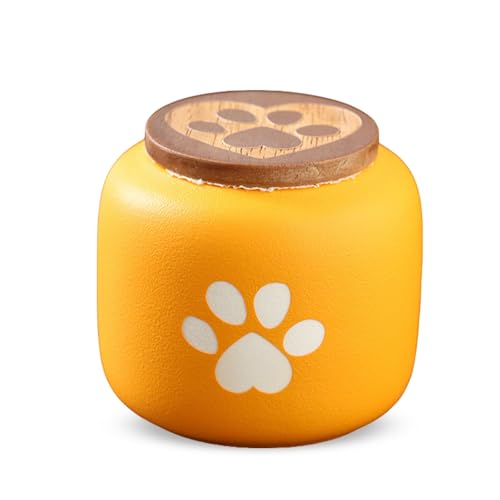 PETCUTE Katzen Urne,Urne für Hund,Mini Urne aus Keramik,Wasserdicht Gedenkurne,Handgefertigte Tierurne aus Hochwertiger Keramik für Hunde und Katzen,Gelb,180ml von PETCUTE