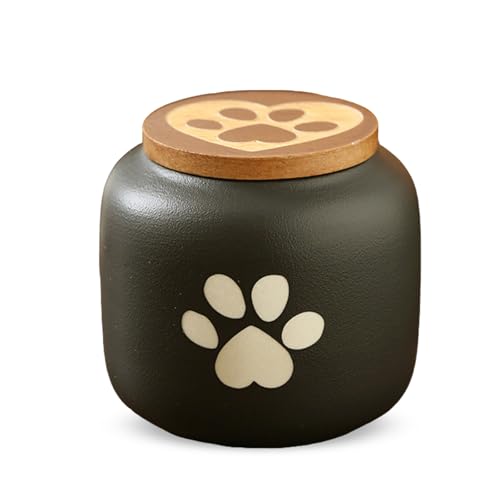 PETCUTE Katzen Urne,Urne für Hund,Mini Urne aus Keramik,Wasserdicht Gedenkurne,Handgefertigte Tierurne aus Hochwertiger Keramik für Hunde und Katzen,Schwarz,180ml von PETCUTE