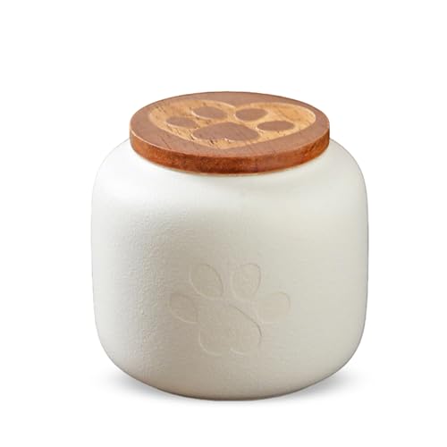 PETCUTE Katzen Urne,Urne für Hund,Mini Urne aus Keramik,Wasserdicht Gedenkurne,Handgefertigte Tierurne aus Hochwertiger Keramik für Hunde und Katzen,Weiß,180ml von PETCUTE