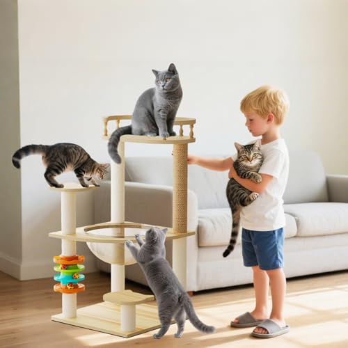 PETCUTE Katzenbaum,82cm,Katzenkratzbaum Groß mit Raumkapsel,Leiter,Höhle,Katzenspielzeug,Pompon,Plattformen,Jute Kratzsäule,Katzenkratzbaum mit Anleitung,Leicht zu Reinigen PETCUTE Katzenbaum,82cm,Katzenkratzbaum Groß mit Raumkapsel,Leiter,Höhle,Katzenspielzeug,Pompon,Plattformen,Jute Kratzsäule,Katzenkratzbaum mit Anleitung,Leicht zu Reinigen von PETCUTE