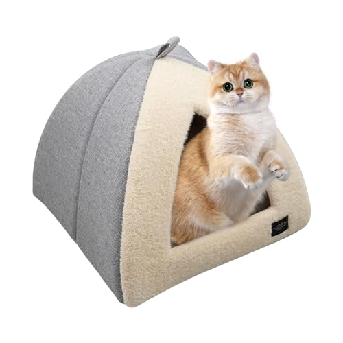 PETCUTE Katzenbett Katzenhöhle für große Katzen,Waschbar Katzenkorb Haustierbett für Katzen und Hunde,Super Weich Hundebett mit Waschbarem Kissen,Katzenhaus mit rutschfeste Unterseite,Handle von PETCUTE