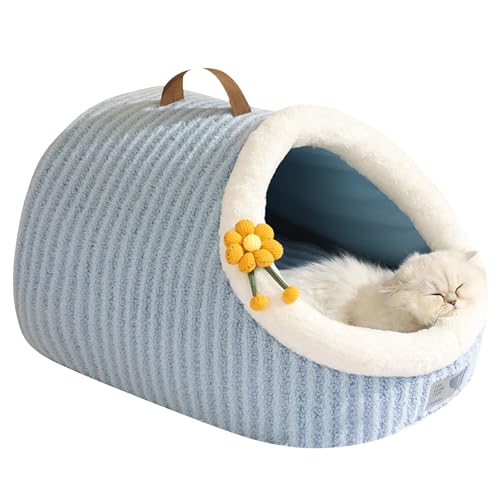 PETCUTE Katzenbett für Indoor-Katzen,Katzenbett große Katzen Katzenhaus mit Abnehmbarem Kissen,Waschbar Katzenhöhle mit Anti-Rutsch Boden,Katzen Bettchen für Katzen,Hasen,Hunde und andere Kleintiere von PETCUTE
