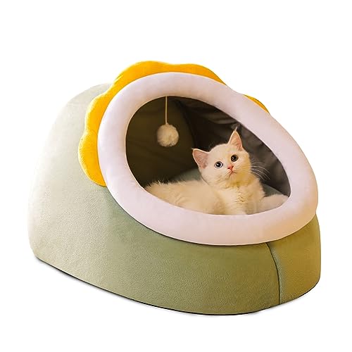 PETCUTE Katzenbett für Indoor Katzen,Warm Katzenhöhle Katzenhaus mit Abnehmbarem Waschbarem Kissen,Anti-Rutsch,Haustierhöhle Schlafbett mit Hängendem Spielzeug,Gemütliches Haustier Kissen Bett PETCUTE Katzenbett für Indoor Katzen,Warm Katzenhöhle Katzenhaus mit Abnehmbarem Waschbarem Kissen,Anti-Rutsch,Haustierhöhle Schlafbett mit Hängendem Spielzeug,Gemütliches Haustier Kissen Bett von PETCUTE