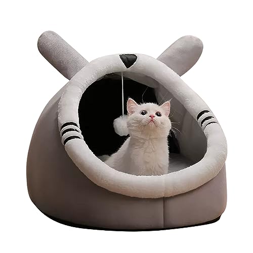 PETCUTE Katzenbett für Indoor Katzen,Warm Katzenhöhle Katzenhaus mit Abnehmbarem Waschbarem Kissen,Anti-Rutsch,Haustierhöhle Schlafbett mit Hängendem Spielzeug,Gemütliches Haustier Kissen Bett PETCUTE Katzenbett für Indoor Katzen,Warm Katzenhöhle Katzenhaus mit Abnehmbarem Waschbarem Kissen,Anti-Rutsch,Haustierhöhle Schlafbett mit Hängendem Spielzeug,Gemütliches Haustier Kissen Bett von PETCUTE