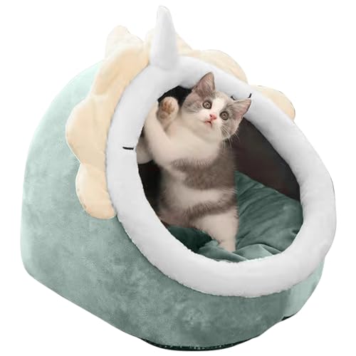 PETCUTE Katzenbett für Indoor Katzen,Warm Katzenhöhle Katzenhaus mit Abnehmbarem Waschbarem Kissen,Anti-Rutsch,Haustierhöhle Schlafbett mit Hängendem Spielzeug,Gemütliches Haustier Kissen Bett von PETCUTE