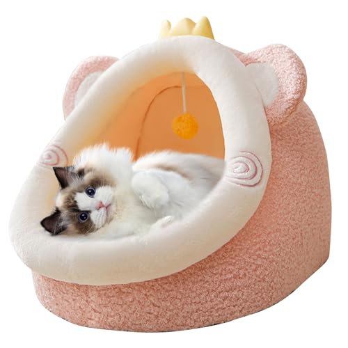 PETCUTE Katzenbetten für Innenkatzen,Halbgeschlossen Katzenzelt Katzenkorb mit Anti-Rutsch-Boden,Hängender Fellball,Kuschelhöhle für Katzen Hunde,Katzenhäuschen für Kleine bis Mittlere Größe Katze PETCUTE Katzenbetten für Innenkatzen,Halbgeschlossen Katzenzelt Katzenkorb mit Anti-Rutsch-Boden,Hängender Fellball,Kuschelhöhle für Katzen Hunde,Katzenhäuschen für Kleine bis Mittlere Größe Katze von PETCUTE
