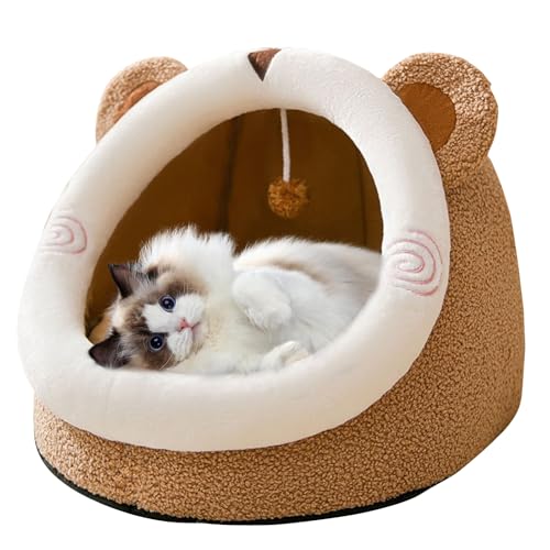 PETCUTE Katzenbetten für Innenkatzen,Halbgeschlossen Katzenzelt Katzenkorb mit Anti-Rutsch-Boden,Hängender Fellball,Kuschelhöhle für Katzen Hunde,Katzenhäuschen für Kleine bis Mittlere Größe Katze PETCUTE Katzenbetten für Innenkatzen,Halbgeschlossen Katzenzelt Katzenkorb mit Anti-Rutsch-Boden,Hängender Fellball,Kuschelhöhle für Katzen Hunde,Katzenhäuschen für Kleine bis Mittlere Größe Katze von PETCUTE