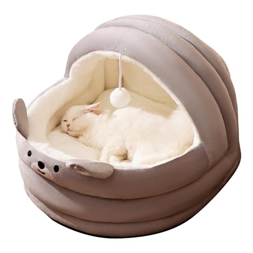 PETCUTE Katzenbetten für Innenkatzen,Halbgeschlossen Katzenzelt Katzenkorb mit Anti-Rutsch-Boden,Hängender Fellball,Kuschelhöhle für Katzen Hunde,Katzenhäuschen für Kleine bis Mittlere Größe Katze von PETCUTE