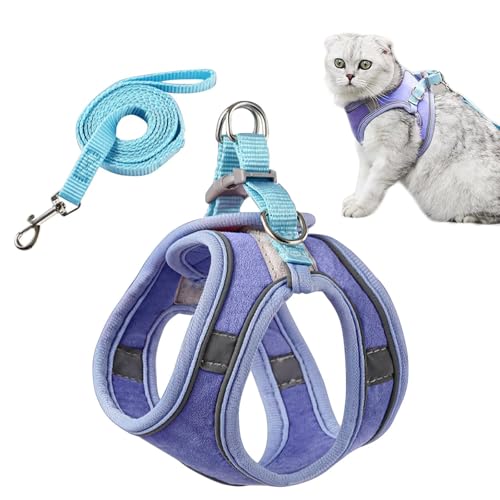 PETCUTE Verstellbares Katzengeschirr mit Leine Ausbruchsicher,Weich Atmungsaktive Katzenleine mit Reflexstreifen,Katzengeschirr für Kleine Kitten,Katzen von PETCUTE