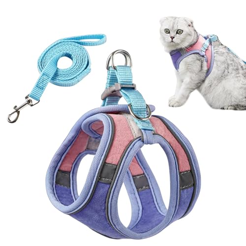 PETCUTE Verstellbares Katzengeschirr mit Leine Ausbruchsicher,Weich Atmungsaktive Katzenleine mit Reflexstreifen,Katzengeschirr für Kleine Kitten,Katzen von PETCUTE