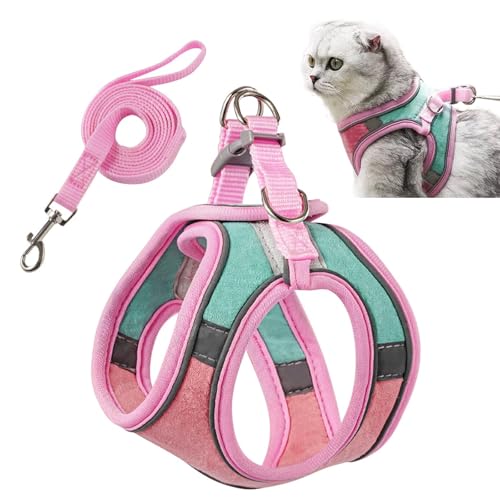PETCUTE Verstellbares Katzengeschirr mit Leine Ausbruchsicher,Weich Atmungsaktive Katzenleine mit Reflexstreifen,Katzengeschirr für Kleine Kitten,Katzen PETCUTE Verstellbares Katzengeschirr mit Leine Ausbruchsicher,Weich Atmungsaktive Katzenleine mit Reflexstreifen,Katzengeschirr für Kleine Kitten,Katzen von PETCUTE