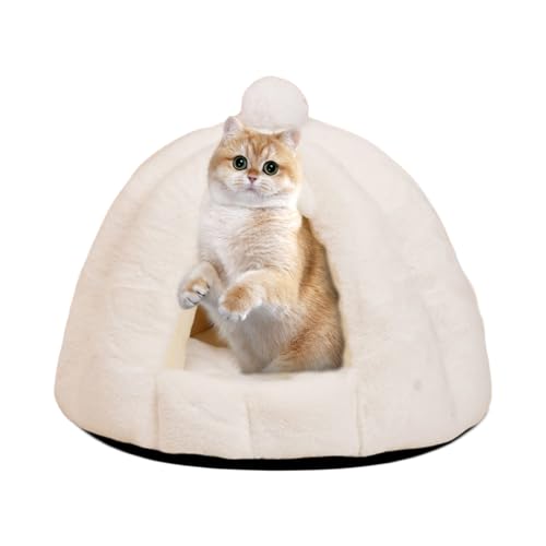 PETCUTE Katzenhöhle Katzenkorb für große Katzen,Waschbar Haustierhöhle Katzenbett für Katzen und Hunde,Super Weich Hundebett mit Waschbarem Kissen,Katzenhaus Haustierbett mit rutschfeste Unterseite von PETCUTE
