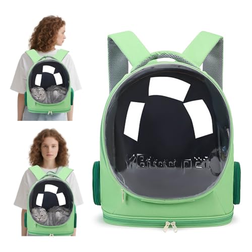 PETCUTE Katzenrucksack,Faltbar Haustier Rucksack mit Sicherheitsleine & Raumkapsel-Design,Belüftet Katzen Transport Rucksack,für Reisen/Wandern/Outdoor/Tierarztbesuche,bis 5kg von PETCUTE